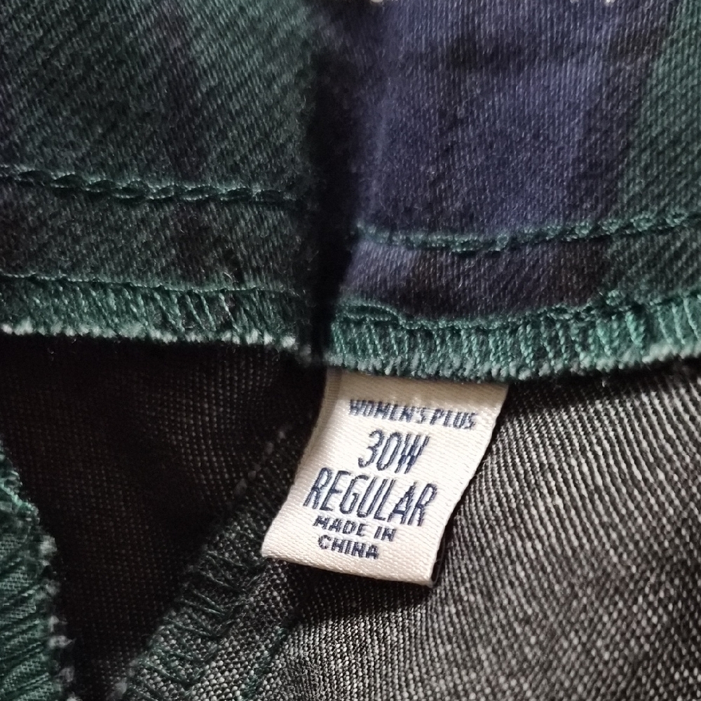 NWT Croft & Barrow Navy and Forest Plaid Pants Size 30W - Picture 5 of 8